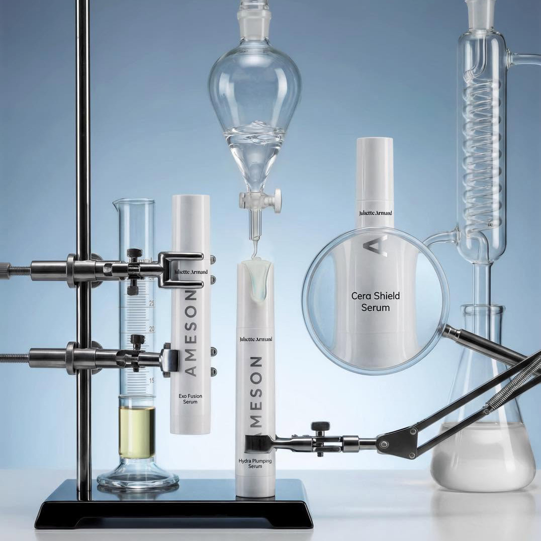 Juliette Armand Ameson professional skincare serums in a laboratory setting